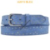 Ceinture en cuir de vachette A2619 BLEU