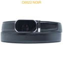 Ceinture automatique boucle crémaillère sans trous en croute de cuir de vachette 3.5 cm C6522 NOIR