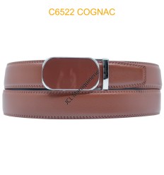 Ceinture automatique boucle crémaillère sans trous en croute de cuir de vachette 3.5 cm C6522 MARINE