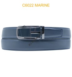 Ceinture automatique boucle crémaillère sans trous en croute de cuir de vachette 3.5 cm C6022 MARINE