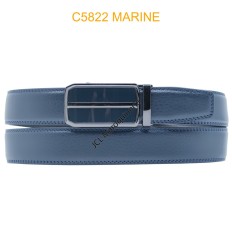 Ceinture automatique boucle crémaillère sans trous en croute de cuir de vachette 3.5 cm C5822 NOIR