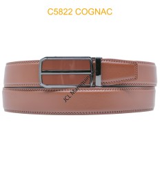 Ceinture automatique boucle crémaillère sans trous en croute de cuir de vachette 3.5 cm C5822 COGNAC