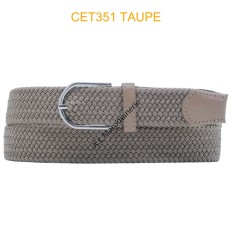Ceinture élastique tressée large taupe