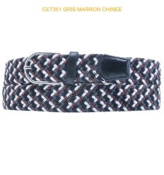 Ceinture élastique tressée large bicolore tresse GRIS MARRON