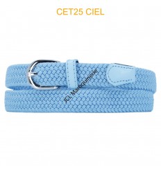 Ceinture élastique tressée fine ciel