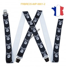 Bretelle "X" Elastique à pinces 35mm Fabrication Française FRBRE35-IMP-8801