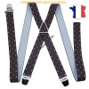 Bretelle "X" Elastique à pinces 35mm Fabrication Française FRBRE35-IMP-8806 MARRON