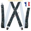 Bretelle "X" Elastique à pinces 35mm Fabrication Française FRBRE35-IMP-8809 VERT
