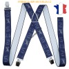 Bretelle "X" Elastique à pinces 35mm Fabrication Française FRBRE35-IMP-8810 BLEU