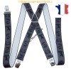 Bretelle "X" Elastique à pinces 35mm Fabrication Française FRBRE35-IMP-8810 GRIS