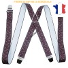 Bretelle "X" Elastique à pinces 35mm Fabrication Française FRBRE35-IMP-8812 BORDEAUX