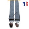 Bretelle "X" Elastique à pinces 35mm Fabrication Française FRBRE35-IMP-8812 GRIS