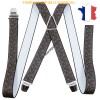 Bretelle "X" Elastique à pinces 35mm Fabrication Française FRBRE35-IMP-8812 MARRON