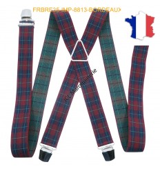 Bretelle "X" Elastique à pinces 35mm Fabrication Française FRBRE35-IMP-8813 BORDEAUX