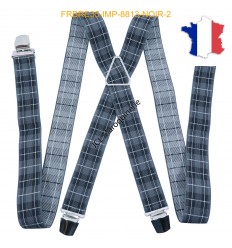 Bretelle "X" Elastique à pinces 35mm Fabrication Française FRBRE35-IMP-8813 NOIR