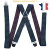 Bretelle "X" Elastique à pinces 35mm Fabrication Française FRBRE35-IMP-8813 VERT