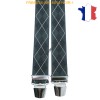 Bretelle "X" Elastique à pinces 35mm Fabrication Française FRBRE35-IMP-8814 NOIR