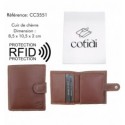 Portefeuille COTIDI avec portemonnaie anti RFID en cuir CC3551 cognac