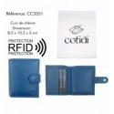 Portefeuille COTIDI avec portemonnaie anti RFID en cuir CC3551 bleu jeans