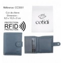 Portefeuille COTIDI avec portemonnaie anti RFID en cuir CC3551 gris