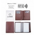Portefeuille COTIDI 1 volet anti RFID en cuir CC3855 cognac