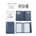 Portefeuille COTIDI 1 volet anti RFID en cuir CC3855 marine