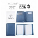 Portefeuille COTIDI 1 volet anti RFID en cuir CC3855 bleu jeans