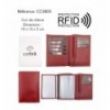 Portefeuille COTIDI 3 volets anti RFID en cuir CC3805 rouge