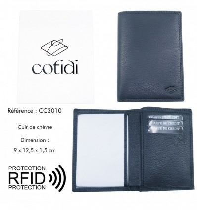Porte passeport COTIDI anti RFID en cuir CCP102 noir