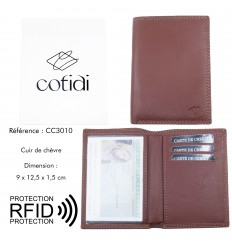 Porte passeport COTIDI anti RFID en cuir CCP102 cognac