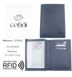 Porte passeport COTIDI anti RFID en cuir CCP102 gris