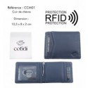Porte billet COTIDI anti RFID en cuir CCM01 bleu marine
