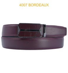 Ceinture automatique boucle crémaillère sans trous en croute de cuir de vachette 3.5 cm
