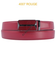 Ceinture automatique boucle crémaillère sans trous en croute de cuir de vachette 3.5 cm