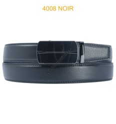 Ceinture automatique boucle crémaillère sans trous en croute de cuir de vachette 3.5 cm