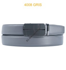 Ceinture automatique boucle crémaillère sans trous en croute de cuir de vachette 3.5 cm