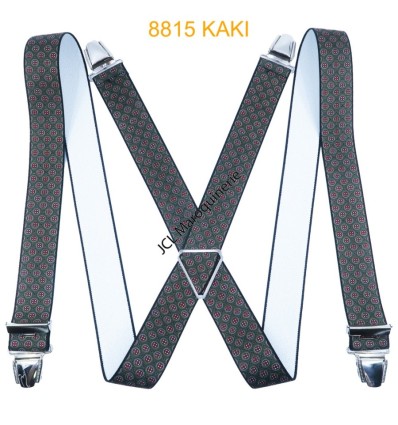 Bretelle "X" Elastique à pinces 35mm Fabrication Française 8815 KAKI