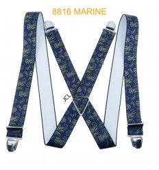Bretelle "X" Elastique à pinces 35mm Fabrication Française 8816 MARINE
