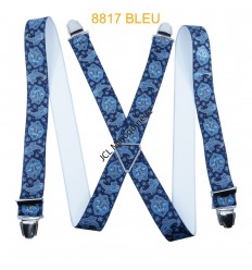 Bretelle "X" Elastique à pinces 35mm Fabrication Française 8817 BLEU