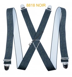 Bretelle "X" Elastique à pinces 35mm Fabrication Française 8818 NOIR