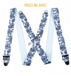Bretelle élastique fabriqué en france 35mm à motifs blanc