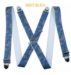 Bretelle élastique fabriqué en france 35mm à motifs bleu