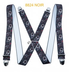 Bretelle élastique fabriqué en france 35mm à motifs noir