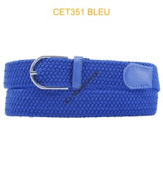Ceinture tréssé élastique bleu roi 35mm