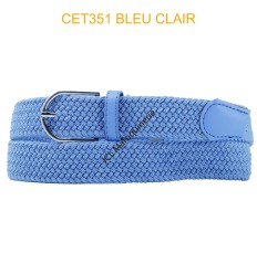 Ceinture élastique tressée large Bleu Clair
