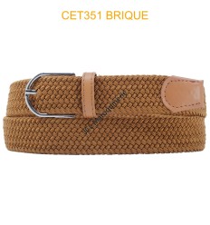 Ceinture élastique tressée large Brique