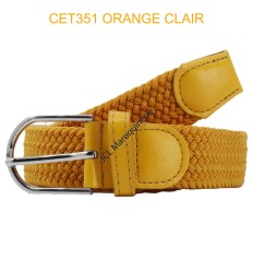 Ceinture élastique tressée large Orange clair