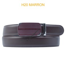 Ceinture automatique boucle crémaillère sans trous en croute de cuir de vachette 3.5 cm