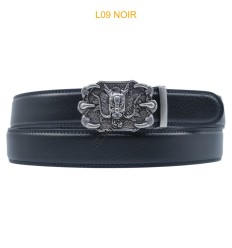 Ceinture automatique boucle crémaillère sans trous en croute de cuir de vachette 3.5 cm