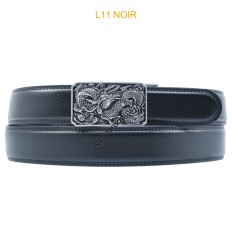 Ceinture automatique boucle crémaillère sans trous en croute de cuir de vachette 3.5 cm